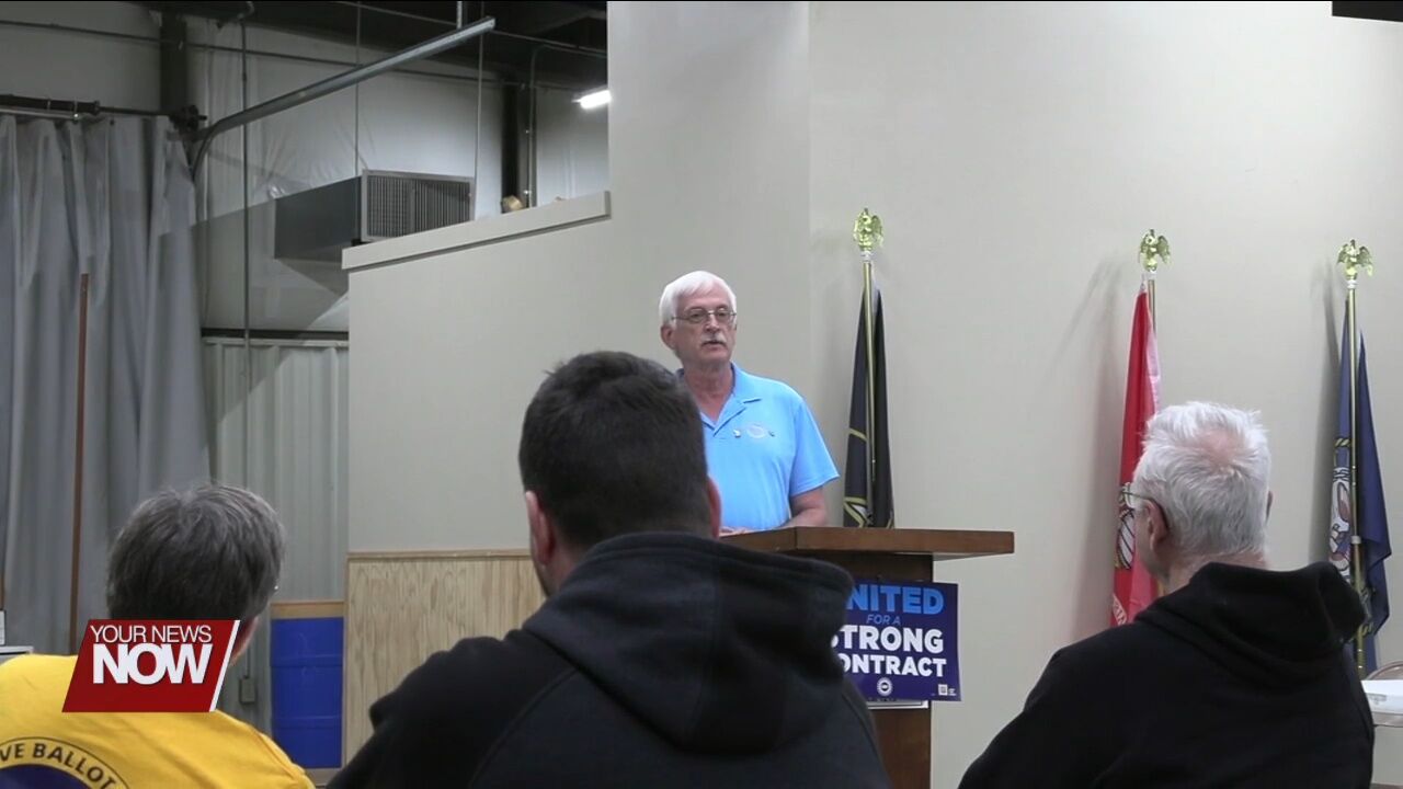 Lima UAW and AFL-CIO members hold a news conference speaking out against Bernie Moreno